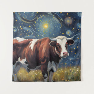 Een stier in de Sterrennacht Wandkleed