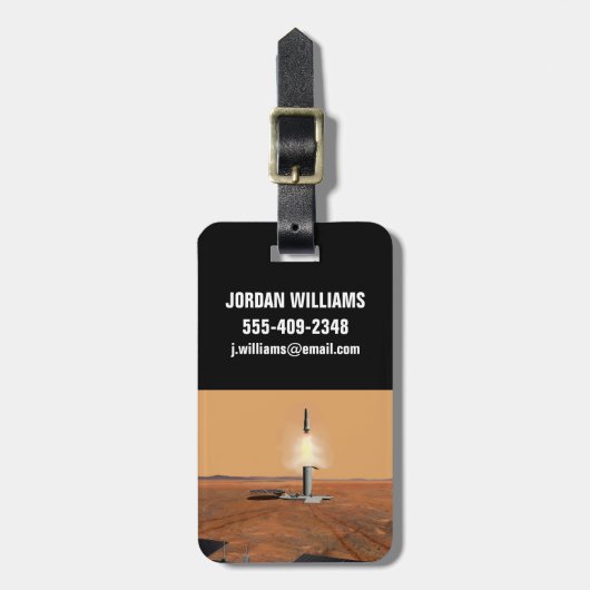Een stijgend voertuig verlaat Mars. 2 Bagagelabel (Voorkant verticaal)