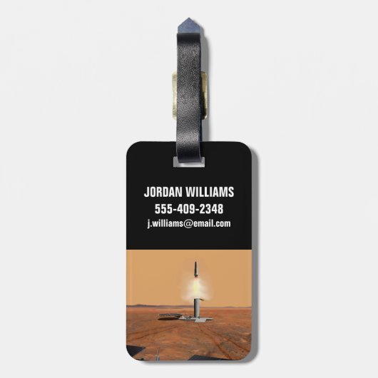 Een stijgend voertuig verlaat Mars. 2 Bagagelabel (Achterkant verticaal)