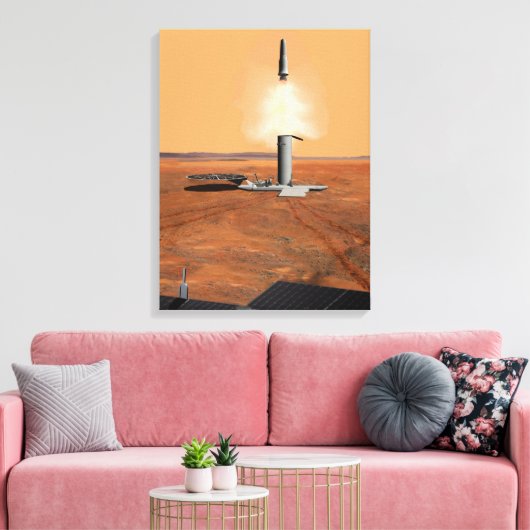 Een stijgend voertuig verlaat Mars. 2 Canvas Afdruk (Insitu (Woonkamer))