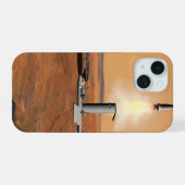 Een stijgend voertuig verlaat Mars. 2 iPhone 15 Case (Achterkant horizontaal)