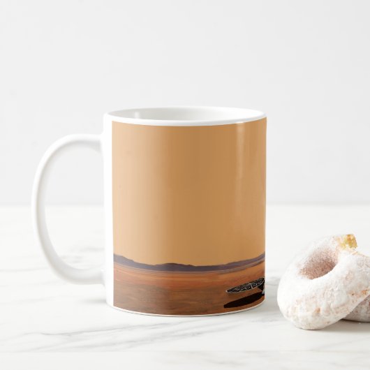 Een stijgend voertuig verlaat Mars. 2 Koffiemok (Met donut)