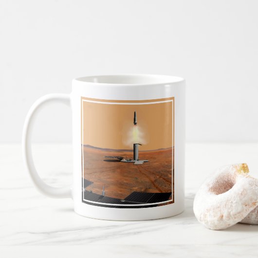 Een stijgend voertuig verlaat Mars. 2 Koffiemok (Met donut)