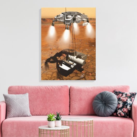Een stijgend voertuig verlaat Mars. Canvas Afdruk (Insitu (Woonkamer))