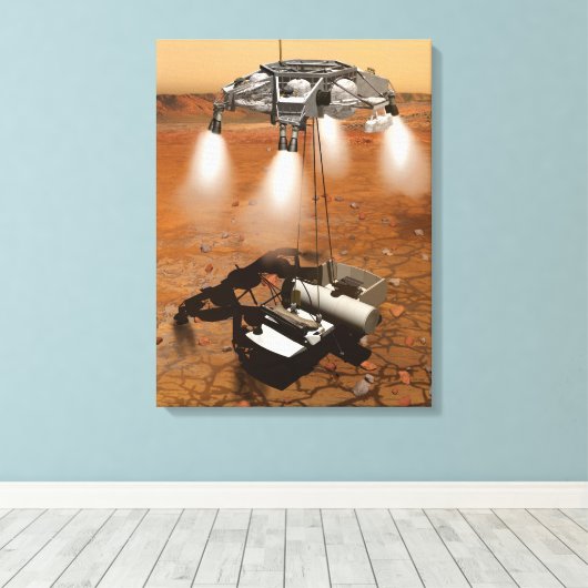 Een stijgend voertuig verlaat Mars. Canvas Afdruk (Insitu (Houten vloer))