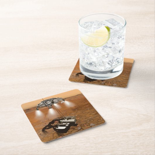 Een stijgend voertuig verlaat Mars. Kartonnen Onderzetters (Insitu)