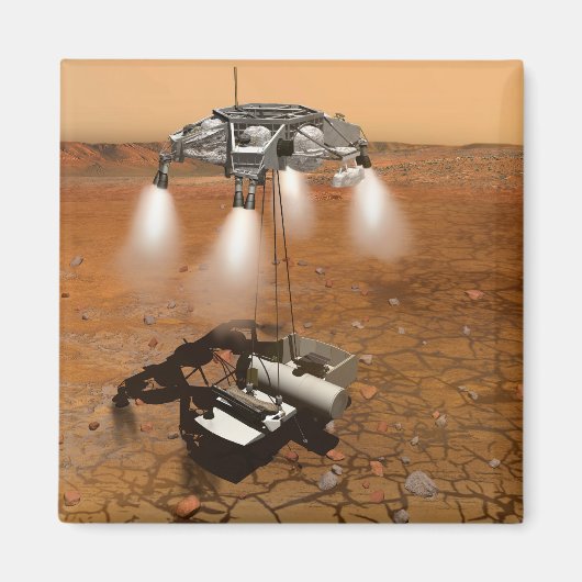 Een stijgend voertuig verlaat Mars. Magneet (Voorkant)