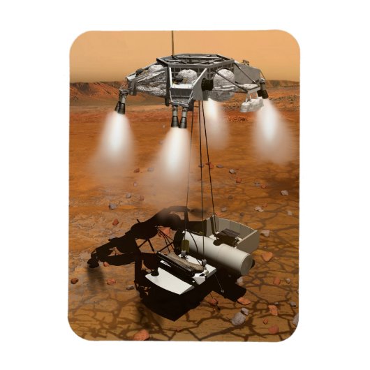 Een stijgend voertuig verlaat Mars. Magneet (Verticaal)