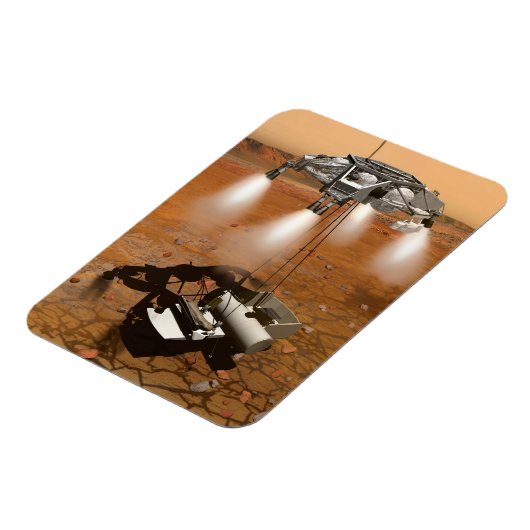 Een stijgend voertuig verlaat Mars. Magneet (Linkerzijde)