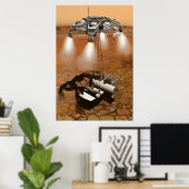 Een stijgend voertuig verlaat Mars. Poster (Thuiskantoor)