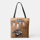 Een stijgend voertuig verlaat Mars. Tote Bag (Achterkant)