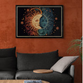 Een stijl Psychedelic Sun en Moon Ai Art Poster