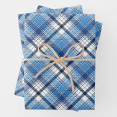 Een stijlvol blauw plaid ontwerp inpakpapier vel (In situ)