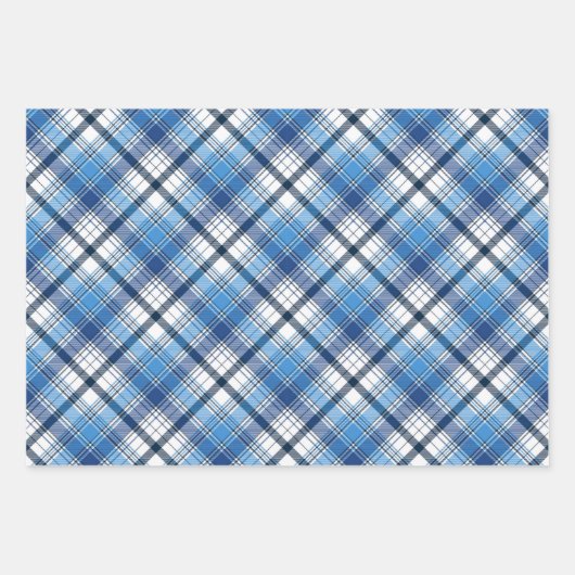 Een stijlvol blauw plaid ontwerp inpakpapier vel (Voorkant)