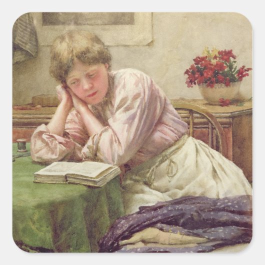 Een stil lezen vierkante sticker (Voorkant)