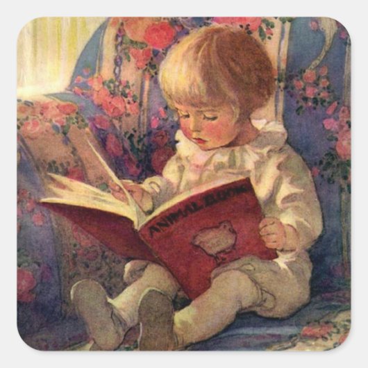 “Een Stille Hoek” door Jessie Willcox Smith Vierkante Sticker (Voorkant)