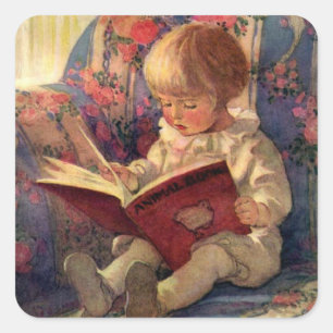 “Een Stille Hoek” door Jessie Willcox Smith Vierkante Sticker