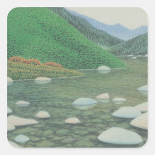 Een stille hoek in de bergen vierkante sticker