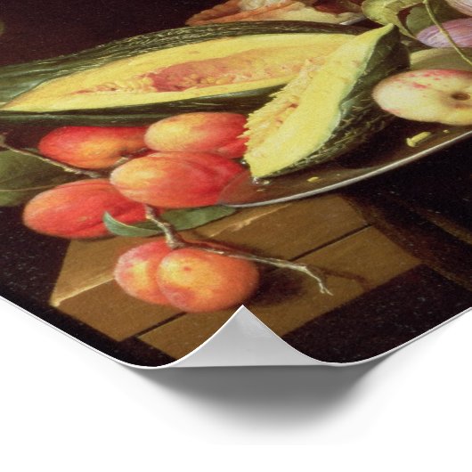 Een stille levensloop van fruit op een omheinde ra poster (Hoek)