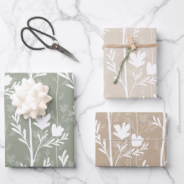 Een Stille Reis Aardse Zachte Botanische Silhouett Inpakpapier Vel