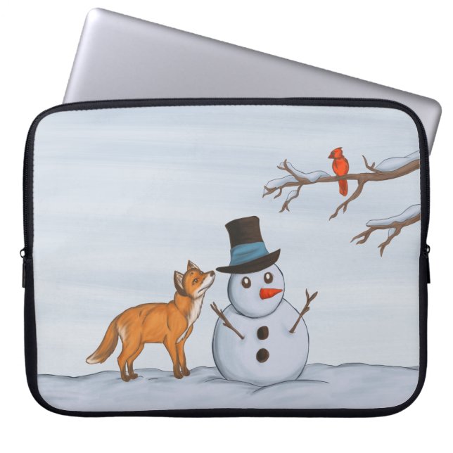 Een stille sneeuwdag laptop sleeve (Voorkant)
