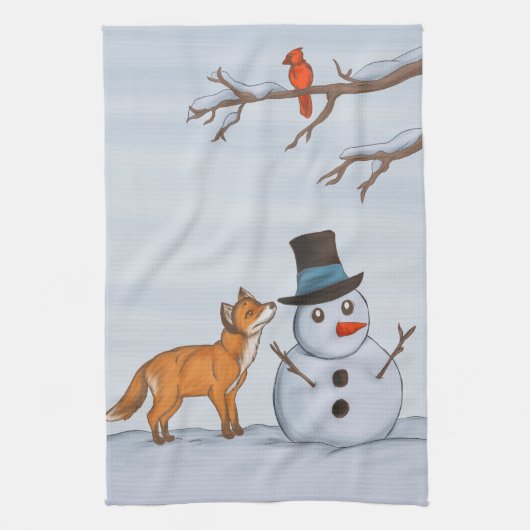 Een stille sneeuwdag theedoek (Verticaal)