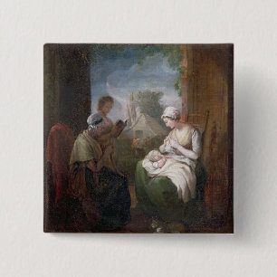 Een stille tijd, c.1810 (olie op canvas) vierkante button 5,1 cm
