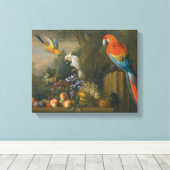 Een stilstaand leven met fruit, papegaaien en een canvas afdruk (Insitu (Houten vloer))