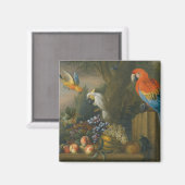 Een stilstaand leven met fruit, papegaaien en een  magneet (Voorkant / Achterkant)