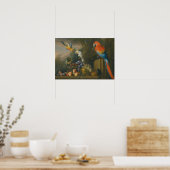 Een stilstaand leven met fruit, papegaaien en een  poster (Keuken)