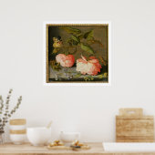 Een stilstaand leven met Rozen op een rand Poster (Keuken)