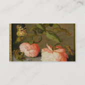 Een stilstaand leven met Rozen op een rand Visitekaartje (Achterkant)