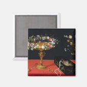 Een stilstaand leven op een Tazza met bloemen Magneet (Voorkant / Achterkant)