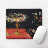 Een stilstaand leven op een Tazza met bloemen Muismat (Met muis)