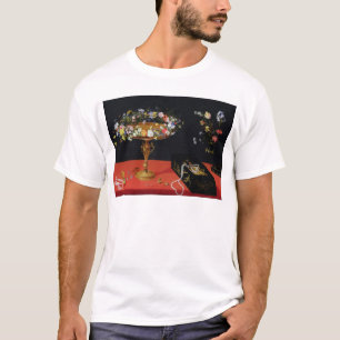 Een stilstaand leven op een Tazza met bloemen T-shirt
