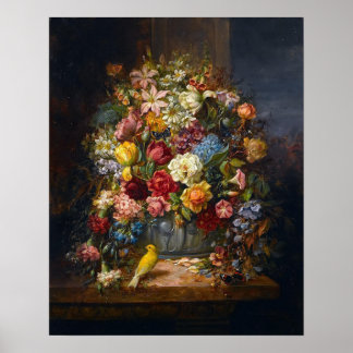 Een stilstaand leven van bloemen door Hans Zatzka  Poster