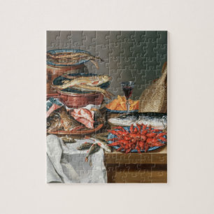 Een stilstaand leven van een Baby-, forel- en visk Legpuzzel