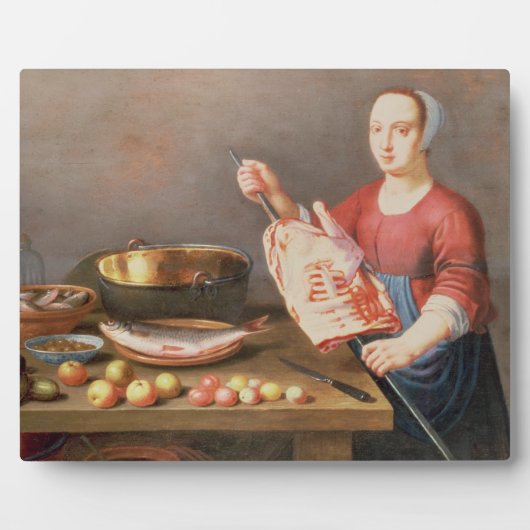 Een stilstaand leven van vlees en vis met een kook fotoplaat (Voorkant)