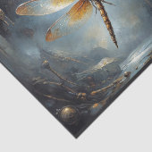 Een stoampunk libel in een mysterieuze grot tissuepapier (Detail)
