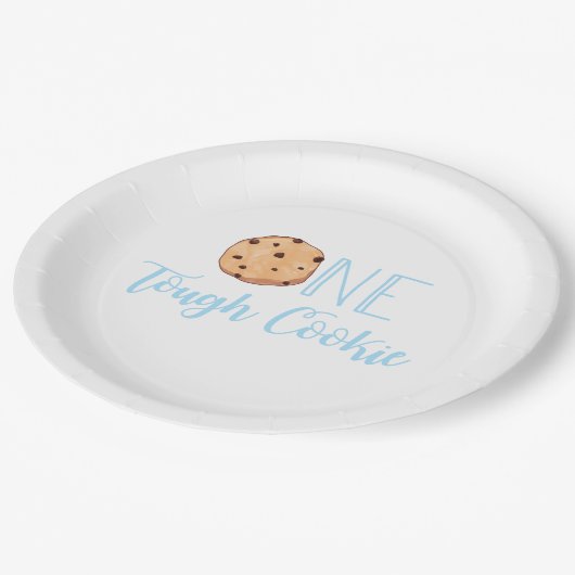 Een stoere Cookie blauw Verjaardagsfeestje Papieren Bordje (Gekanteld)