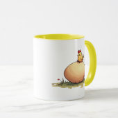 Een stof slaat een ei af. mok (Voorkant rechts)