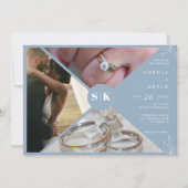 Een stoffige blauwe minimalistische moderne foto b kaart (Voorkant)