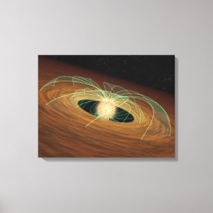 Een stoffige planetenvormende schijf in een baan o canvas afdruk