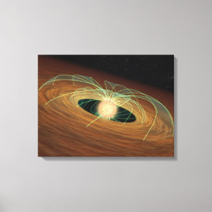 Een stoffige planetvorming schijf in een baan om d canvas afdruk