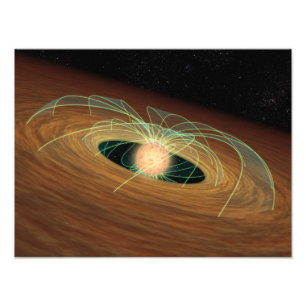 Een stoffige planetvorming schijf in een baan om d foto afdruk