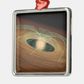 Een stoffige planetvorming schijf in een baan om d metalen ornament (Links)