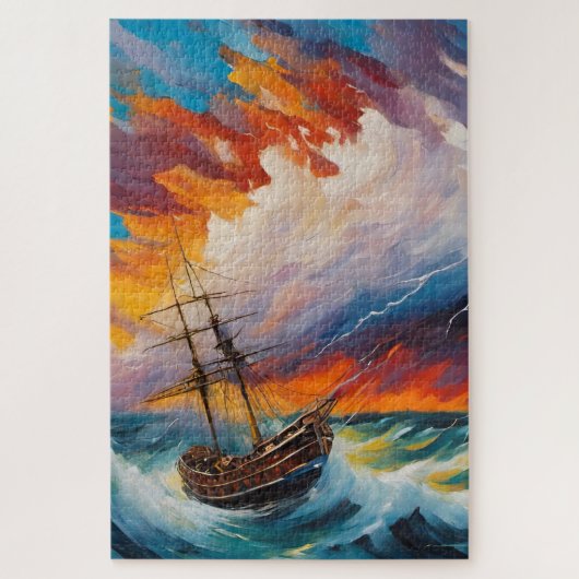 Een stok in een impressionistische storm legpuzzel (Verticaal)