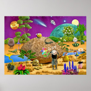 Een stomme alien op een bewoonbare planeet poster