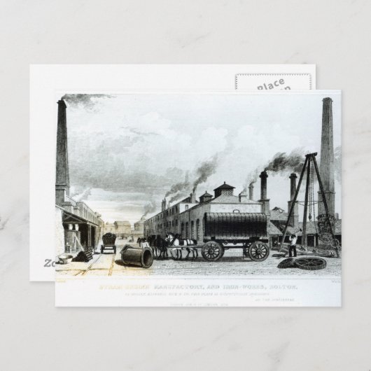 Een stoomengine-fabricage en ijzerwerken briefkaart (Voorkant / Achterkant)