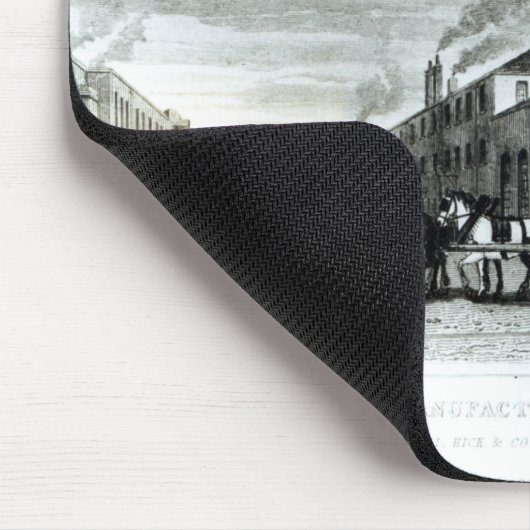 Een stoomengine-fabricage en ijzerwerken muismat (Hoek)